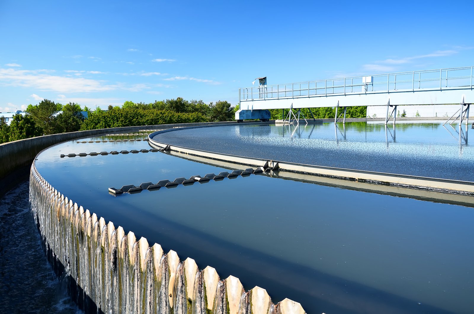 Circular clarifier at a waste water treatment plant